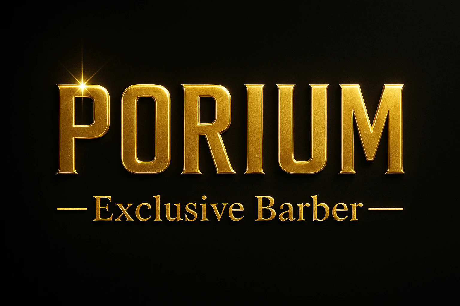 Identidad de PORIUM — Exclusive Barber en oro sobre negro